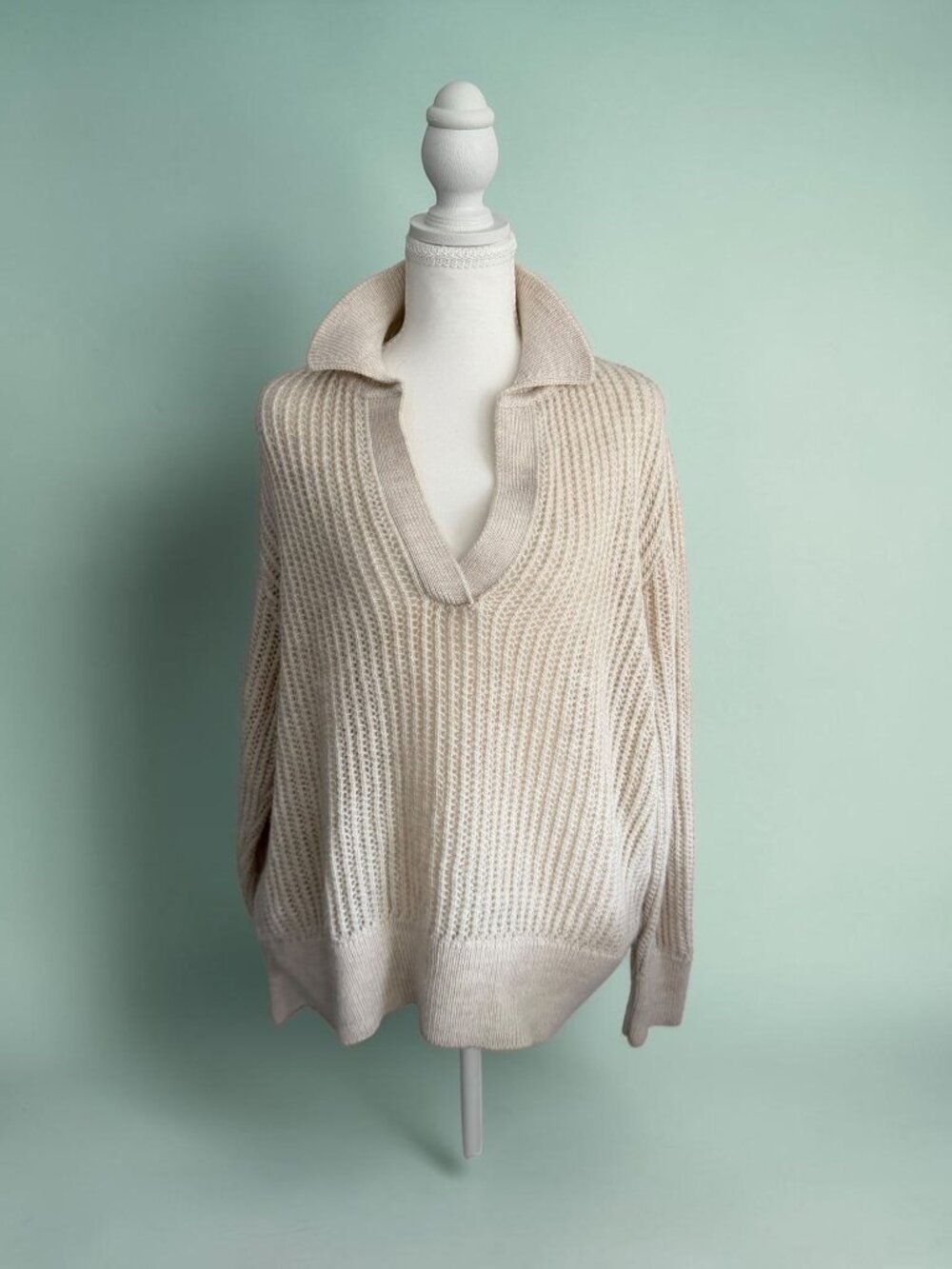 ZARA Cream Collared Sweater Size XL Womens